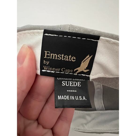 Emstate by Winner Caps Men's Light Grey Suede Leather Baseball Cap One Size - Picture 8 of 9